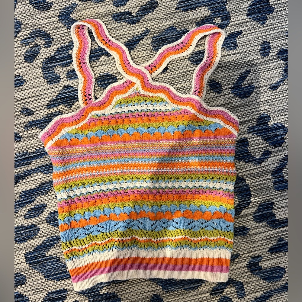 Zara Multicolor Crochet Knit Top